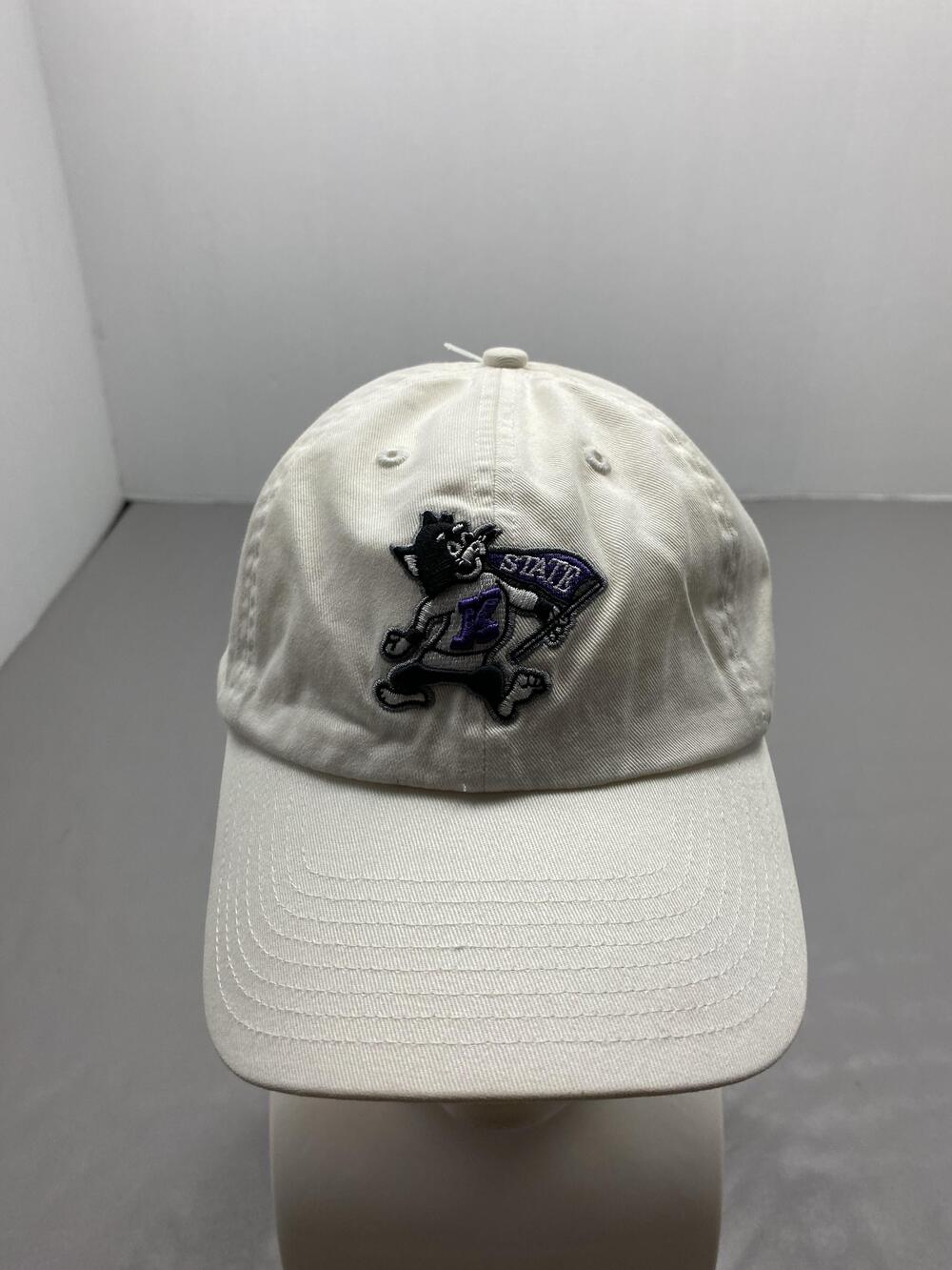 Kansas State Hat Cap Strap Back One Size White Twill Cotton Baseball Cap Mens